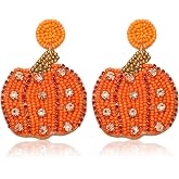 Halloween Earrings for Women Cute Pumpkin Beaded Dangle Earrings Halloween Holiday Costumes Party Jewelry Gifts for Kids Girls