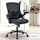Office Chair, Ergonomic Desk Chair with Adjustable Lumbar Support, Comfy Breathable Mesh Chair with Wheels and Flip-Up Armrests, Executive Chairs for Home Office Comfortable Chair with Rolling Swivel
