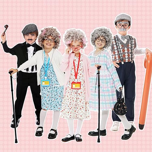 FAYBOX pcs Old Lady Costume for Kids,100 Days of School Costume