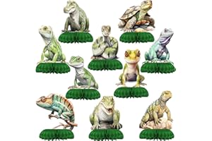 OUTEGO Reptile Party Centerpiece Set - Reptile Honeycomb Reptile Birthday Decorations and Reptile Table Toppers for Kids' Nature-Themed Birthday and Baby Shower Table Decor