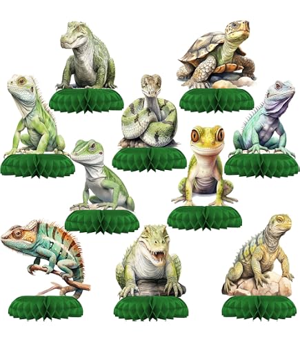 GRULLIN Cupcake-Ständer Für Reptilien-Party – Mit 24 Toppern (Schlange, Eidechse) – Dschungel-Deko Für Geburtstag & Feier
