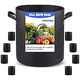 Growpropel 5 US Gallon 8 Pack Tall Grow Bags for Vegetables, Heavy Duty Nonwoven Aeration Fabric Deep Grow Pots with Handles