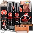 SMINIKER Beard Grooming Kit, Beard Oil, Beard Balm, Beard Shampoo, Beard Conditioner, Beard Brush, Beard Comb and Beard Mustache Scissors Beard Care Unique Gifts for Men Beard Growth & Trimming Kit