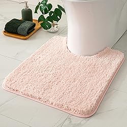 MIULEE Pink Toilet Rug U Shaped for Bathroom - Soft
