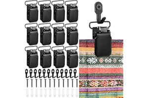 12 Packs Heavy Duty Tapestry Hangers Clamps/Clips, Non-Slip Wall Clips for Hanging Rugs, Blankets | Damage-Free Hanging Quilt