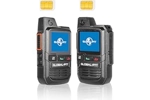 globalptt 2-Pack Global Walkie Talkies with Sim Cards - Handheld PoC Two Way Radios Unlimited Range - Rechargeable PTT Push to Talk Over Cellular Radio Long Range (G0)
