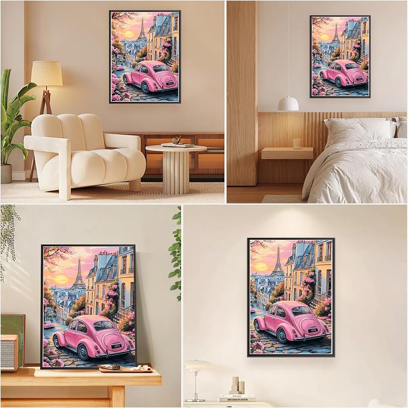 Malen Nach Zahlen Erwachsene Paris bei Sonnenuntergang, DIY Set Handgemalt Ölgemälde Kit für Anfänger Mit 3 Pinseln und Acrylfarbe, Geschenke und Home Haus Deko 40x50cm(Ohne Rahmen) — Foto 2 von 7