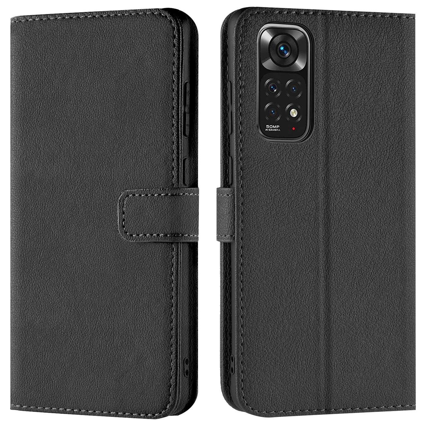 Verco Wallet Case for Xiaomi Redmi Note 11 Prom Redmi Note 11 Pro 5G Book Cover with Magnetic Closure compatible with Redmi Note 11 Pro 4G/5G Flip Case with Card Slots Faux Leather - Black