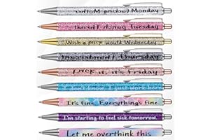 Nylea Funny Pens 9pcs Set - Daily Pen for Office & Coworkers - Fun Quote Ballpoint Pen - Swear Words Weekend Set Perfect for Work, Office Gifts, Adult Coloring Books, Journaling, Drawing Bulk