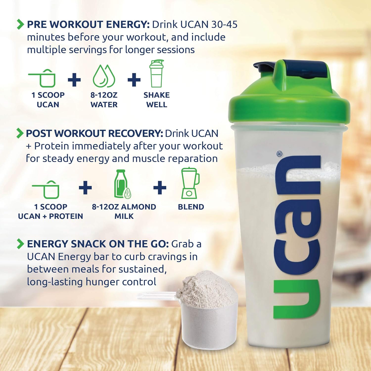 UCAN Energy + Protein Powder with SuperStarch - (Cocoa) - 20 Servings: Health & Personal Care