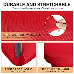 10 Pack 6 Feet Red Spandex Tablecloth for