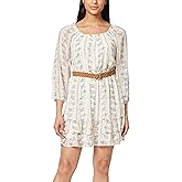 WallFlower Womens Wren Peasant Belted Mini Chiffon Dress