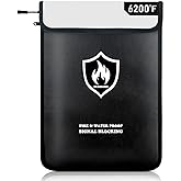 6200°F Upgraded Fireproof Document Bag, 15.7" x 11.4" Faraday Bag, Water Resistant Fireproof Money Bag with Zipper, 18 Layers of Heat Insulated Materials, RFID Blocking Bag, Anti-Theft Anti-Tracking
