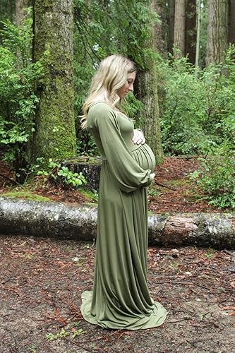 ChoiyuBella Maternity Dress for Photoshoot Baby Shower - Off Shoulder Long  Sleeve Sweetheart Maxi Gown, Flowy Side Slit Pregnancy Photography Dress  for Women FormalAmygreen S  in Kenya | Whizz Dresses