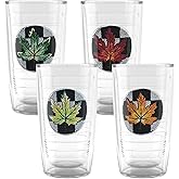 Tervis Made in USA Double Walled Checkerboard Fall Leaf Insulated Tumbler Cup Keeps Drinks Cold & Hot, 16oz - 4pk, Assorted