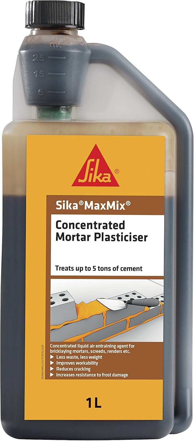 Sika MaxMix Concentrated Mortar Plasticiser, Brown, 1 Litre Amazon