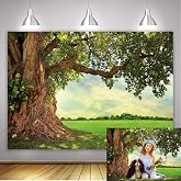 BINQOO Spring Tree Backdrop 7x5ft Spring Nature Green Grassland Photo Background Picnic Kids Adults Outdoor Travel Portraits Studio Props
