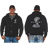 JH DESIGN GROUP Mens Ford Shelby Cobra Zip-Up Hoodie with Front & Back Emblems