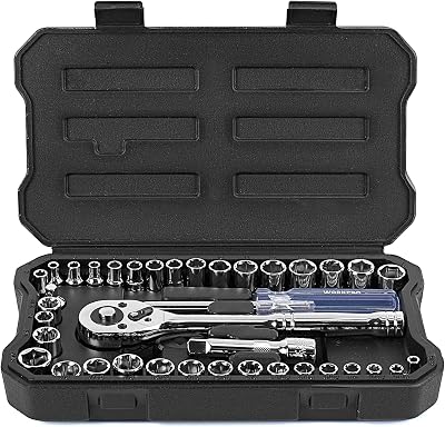 WORKPRO 39-Piece Drive Socket Set 1/4 and 3/8, CR-V Metric Imperial Sockets