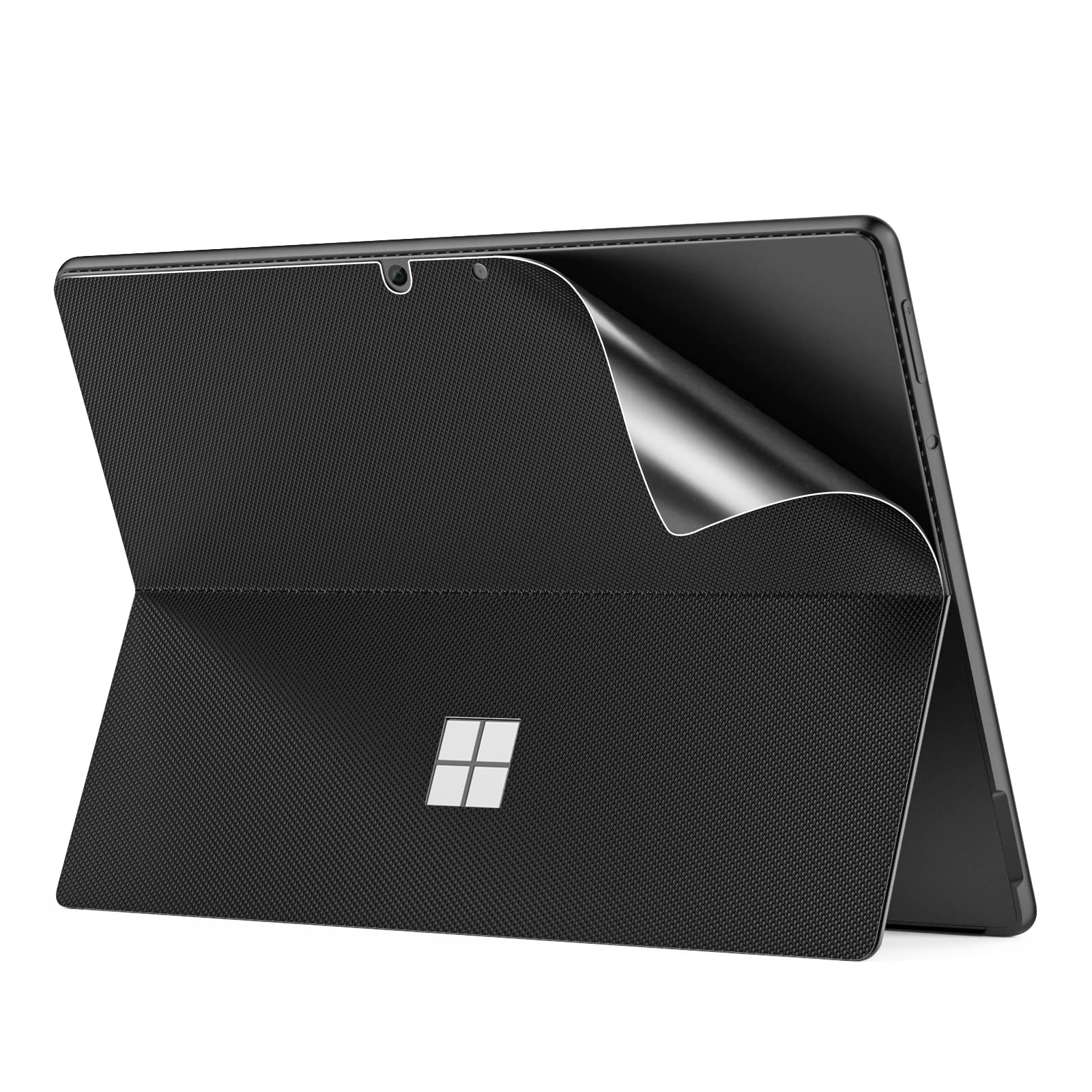 MoKo Surface Pro 11/10/9/8 13-Inch Tablet PU Leather Protective Decal Body Skin Cover, Black