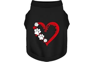 PAIAITE Discover Cozy Sleeveless Canine Wear: Soft, Lightweight, and Breathable Cotton Dog Shirt Featuring Heart and Paw Graphics. Vest Tank Top is Ideal for Small, Medium, and Large Breeds Black M