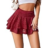Avidlove Women's Pleated Mini Skirt Lace High Waisted Ruffles Lingerie Short Skirts