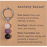 Drogomen Healing Crystal Keychain Gift for New Beginnings Calming Anxiety Luck Protection Natural Gemstone Keychain for Women