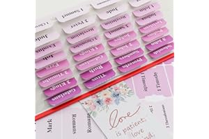 VANRA Bible Tabs for Women Bible Journaling Supplies Large Print, 96 Tabs in Total, for Old and New Testament Studying with Blank Laminated Bible Tabs
