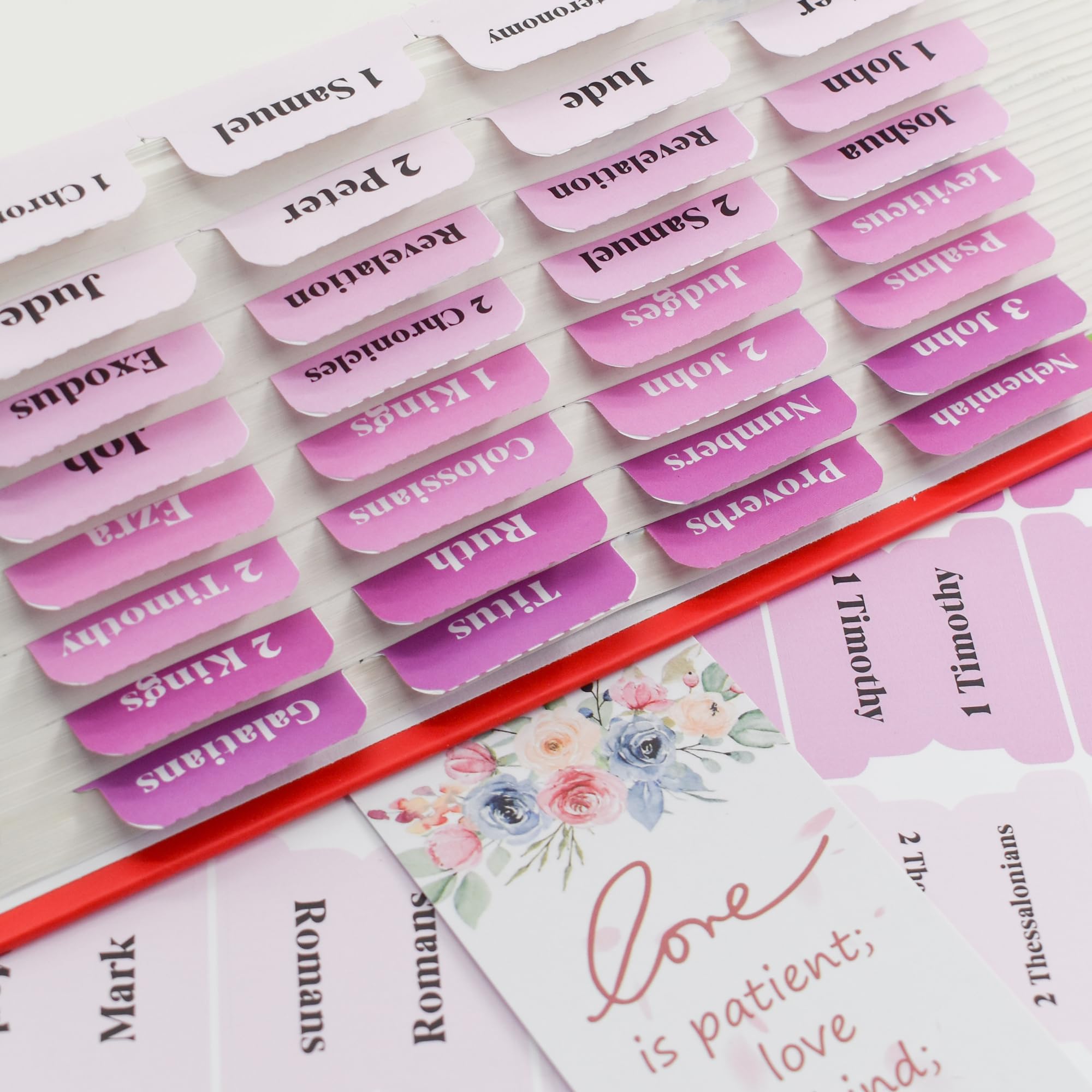 VANRA Bible Tabs for Women Bible Journaling Supplies Large Print, 96 Tabs in Total, for Old and New Testament Studying with Blank Laminated Bible Tabs