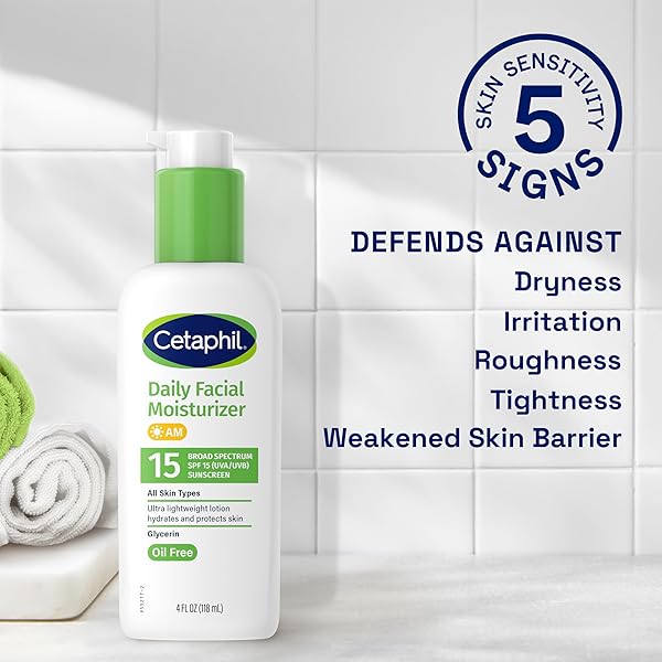 CETAPHIL DAILY FACIAL MOISTURIZER SPF 15, 4 FL OZ, GENTLE FACIAL MOISTURIZER FOR DRY TO NORMAL SKIN TYPES, NO ADDED FRAGRANCE, PACK OF 2, (PACKAGING MAY VARY)