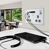 BG Electrical Screwless Flat Plate Double Switched USB Charger 13 A Chrome view 6