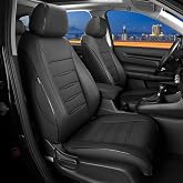 CustomCover Fit Full Coverage Seat Covers for Honda CRV 2023 2024 2025 2026 LX/EX/EX-L/Touring - Tailored Design, Premium Faux Leather, Full Coverage Protection - Black