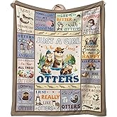 Otter Blanket Gifts for Girls Women - Soft Cozy Flannel Throw Blanket 50"x60", Lightweight Blankets for Sleeping Sofa Couch Bed Travel, Christmas/Birthday Gifts for Otter Lovers