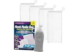 Aquatic Experts Fine Aquarium Media Bag, Durable Drawstring Bags for Fish Tank Filters, 450 Micron Mesh, (Fine, 3"x 8" - 4 Pack)