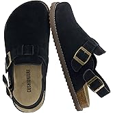 CUSHIONAIRE Brooklyn Suede Womens Slides– Comfortable Clog Mules with Adjustable Buckles – Summer Shoes for Women