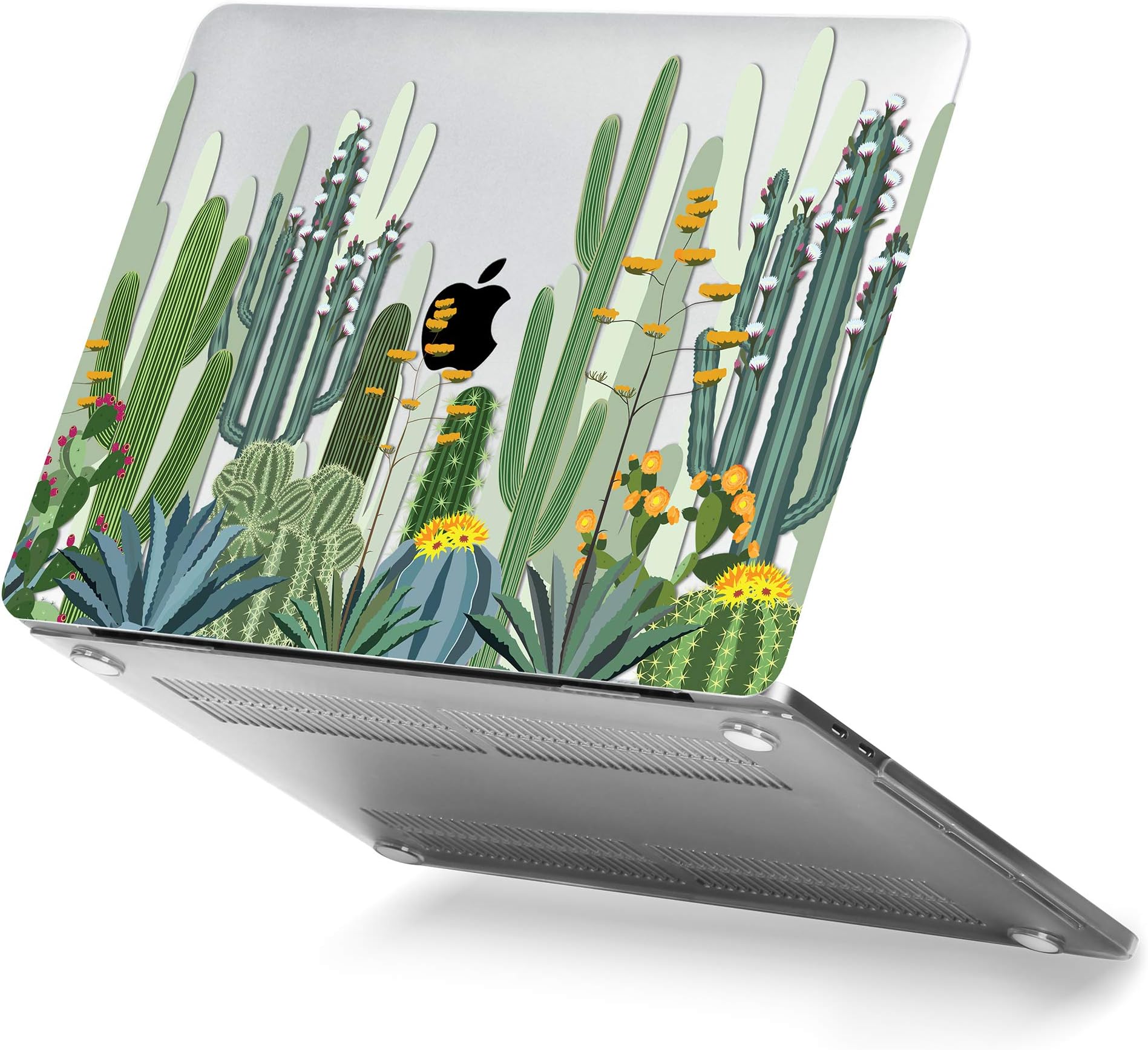 GMYLE MacBook Air 13 Inch Case A1466 A1369 Old Version 2010 2017, Hard Shell Plastic Clear Crystal Glossy Snap On Cover (Cactus Floral)
