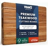 Teakhaus Edge-Grain Teak Wood Cutting Board with Grip Handles, Extra Large | 24 x 18 x 1.5 in, reversible, without juice groove, knife-friendly, FSC certified, ideal for chopping, food prep &amp; serving