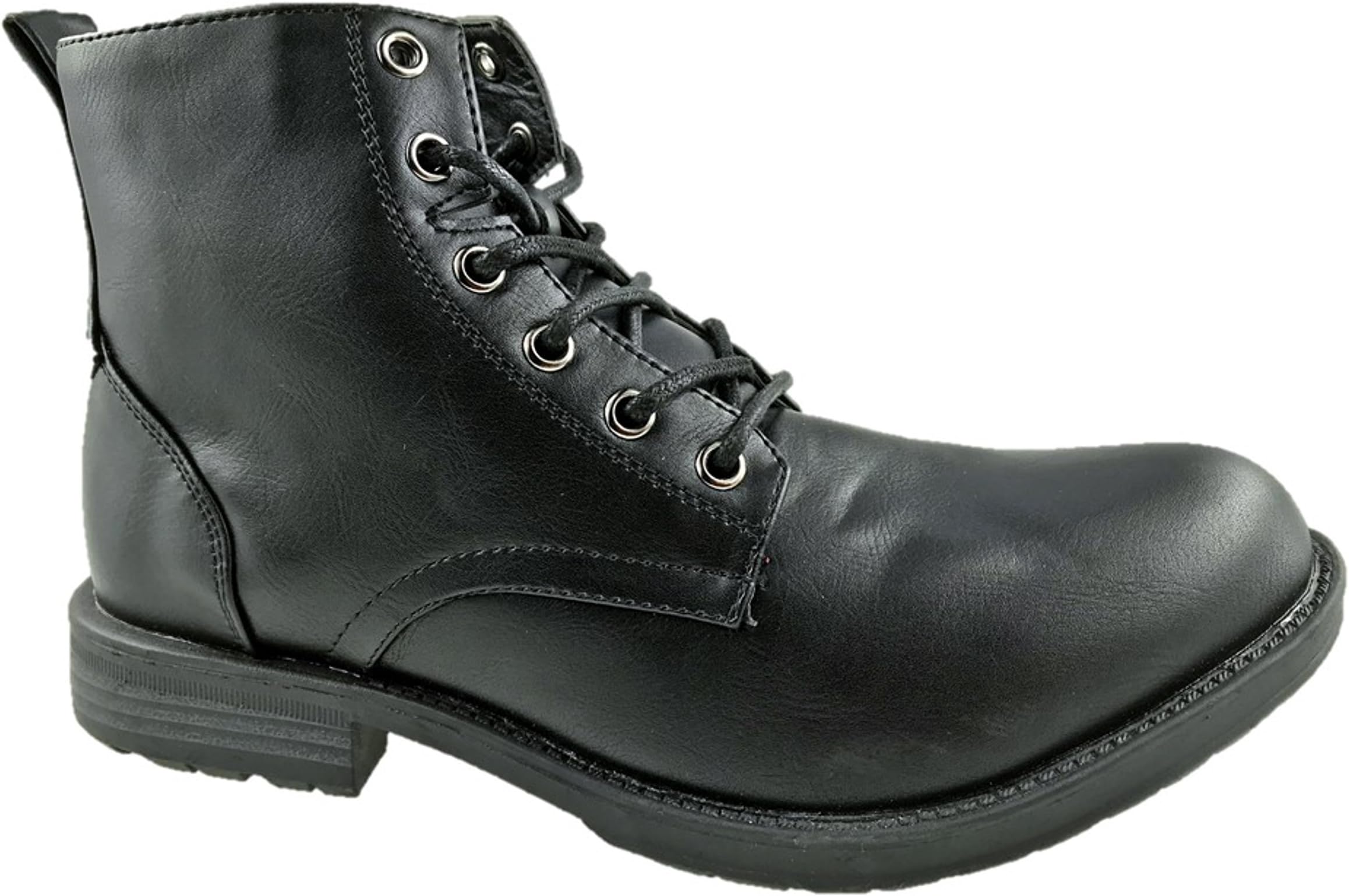 Liberto Mens Faux Leather Combat 6 Eyelet Ankle Boots Black Size UK 6-12