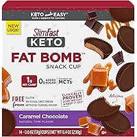 SlimFast Keto Fat Bomb Snack Cups - Caramel Cup - 17 Grams - 14 Count Box - Pantry Friendly