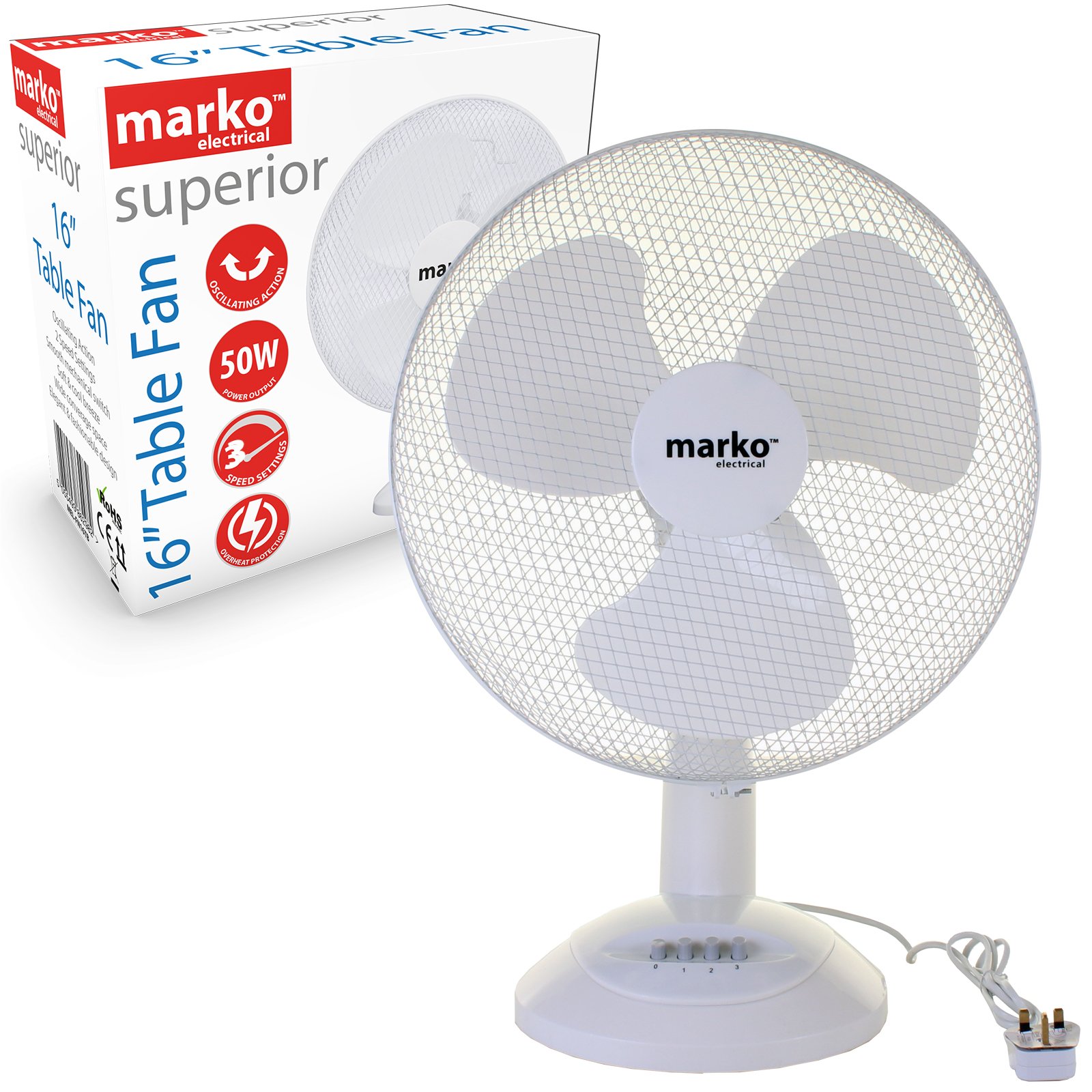 Marko Electrical16" Fan Oscillating Table Desk Air Cooling Extendable Freestanding Home Office