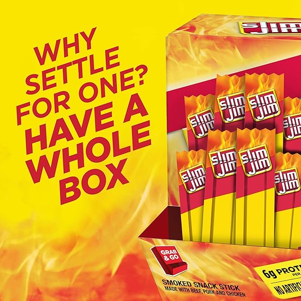 SLIM JIM SNACK-SIZED SMOKED MEAT STICK, ORIGINAL FLAVOR, .28 OZ. 120-COUNT