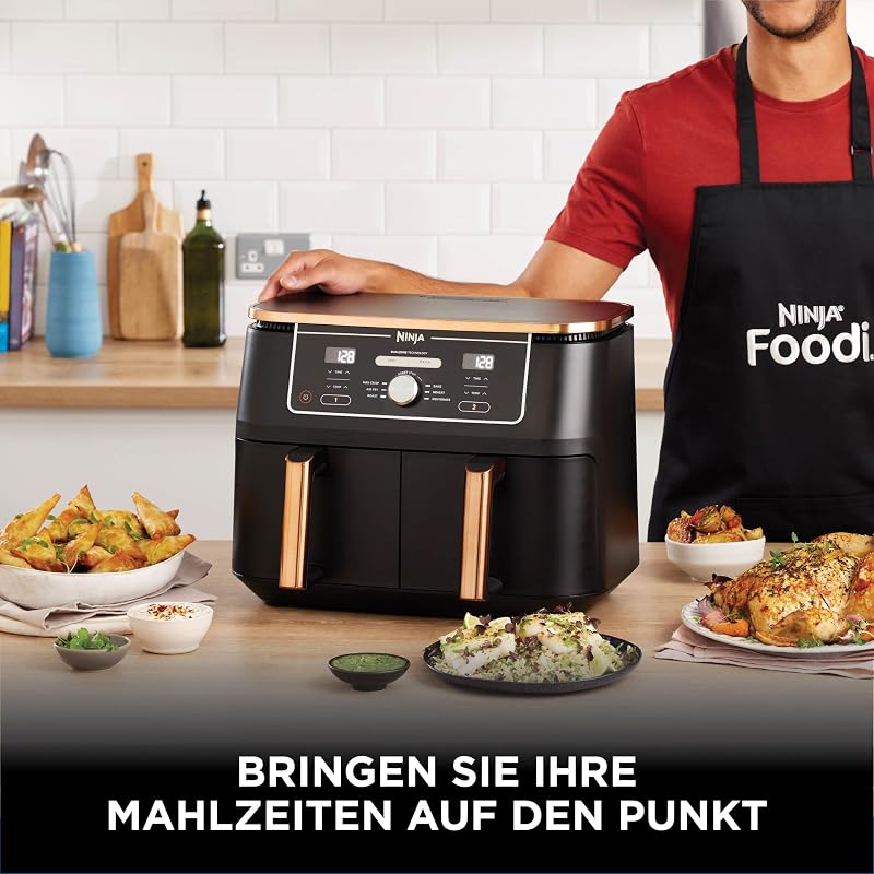 Foodi MAX Dual Zone Heißluftfritteuse, 9,5 L, 6-in-1, Kupfer/Schwarz