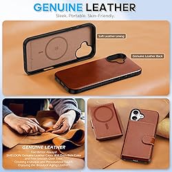 SHIELDON Genuine Leather Case for iPhone 16