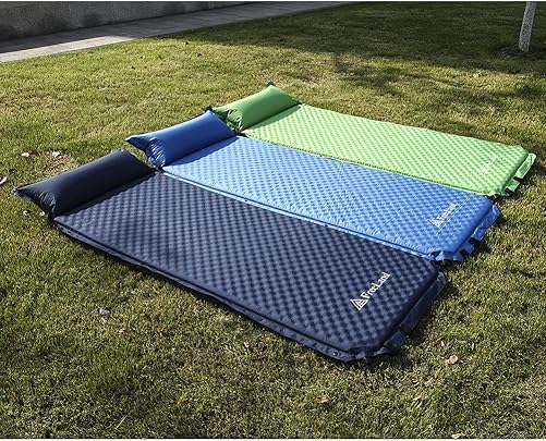 FreeLand Camping Sleeping Pad Self Inflating with Attached Pillow, Compact, Lightweight, Large