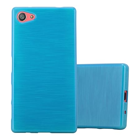 Cadorabo Hülle für Sony Xperia Z5 COMPACT - Hülle in TÜRKIS – Handyhülle aus TPU Silikon in gebürsteter Edelstahloptik (Brush