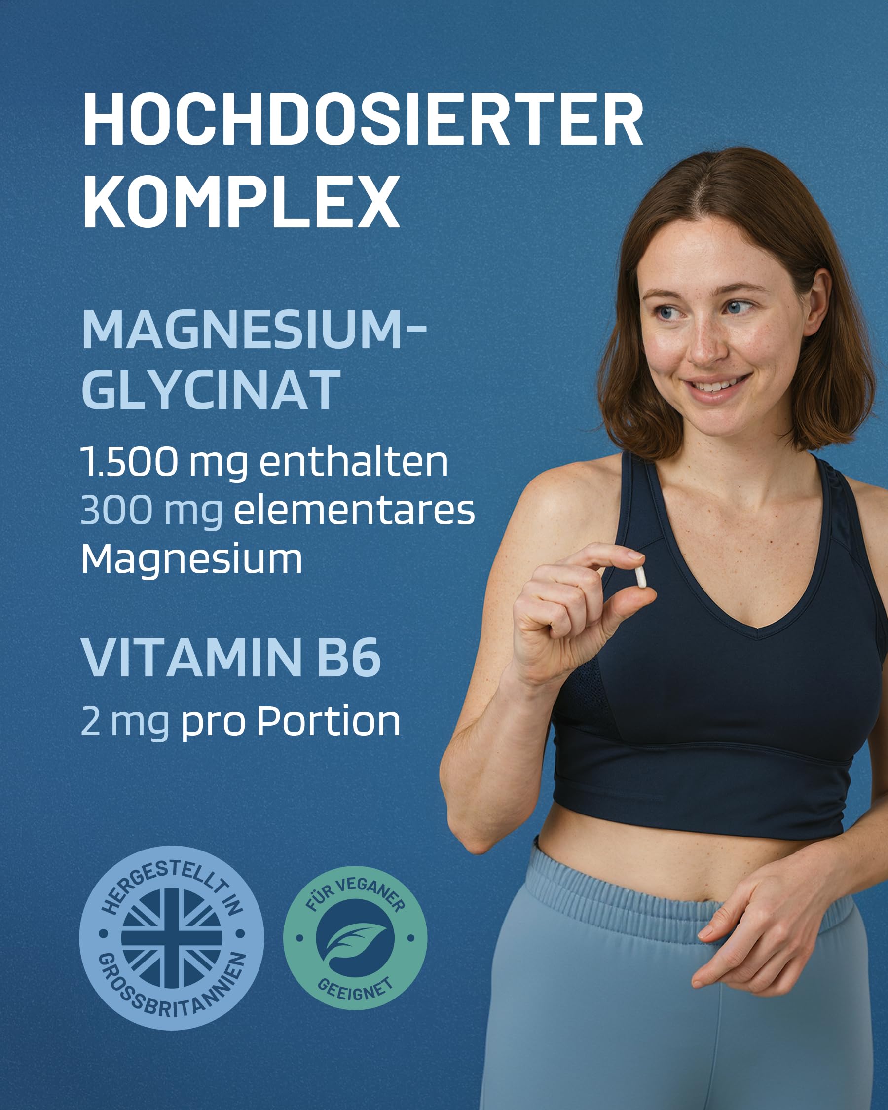 Magnesium Bisglycinat mit Vitamin B6 – Hochdosiert 1500 mg - 120 Kapseln 3