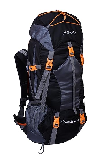 ATTACHE Polyester 75 Ltr Black Trekking Backpacks