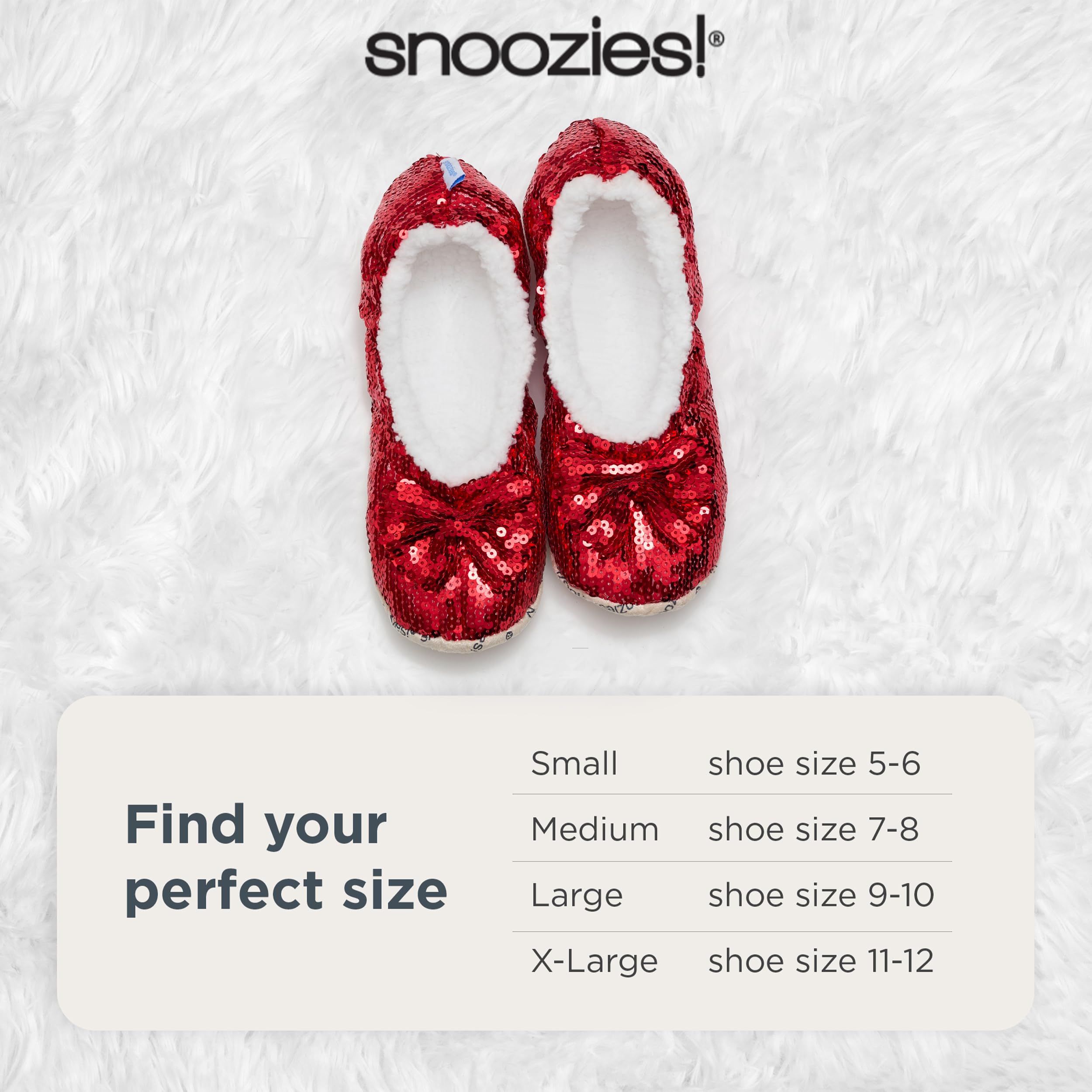 Snoozies Ballerina Bling Metallic Shine Slippers | Sequin House Shoes for Women | Slipper Socks with Grippers | Cute Indoor Footwear (Red, Large)
