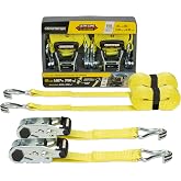 SmartStraps Ratchet X Tie Down, 1.5" x20' S Hook, 2-Pack, 5000lb | 2-pack 20' commercial ratchet tie downs, S hooks, 5,000 lb break strength, aluminum handle, 90-day warranty