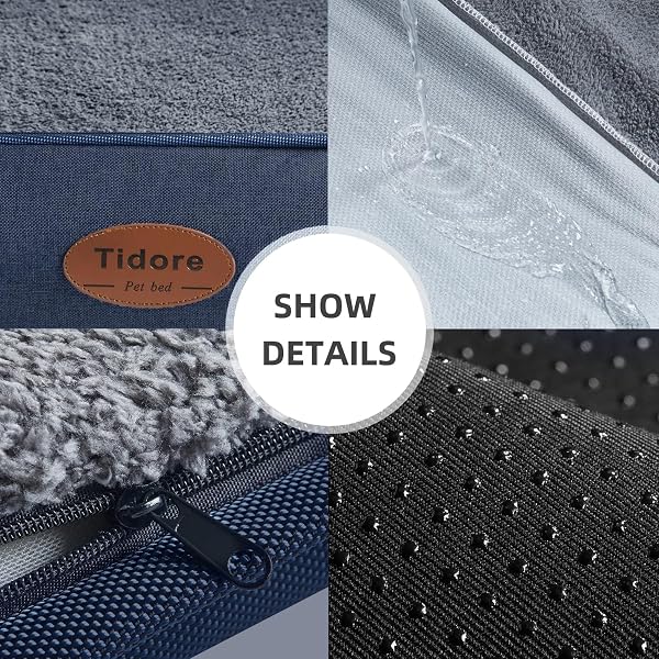 TIDORE ORTHOPEDIC DOG BEDS FOR SMALL DOGS, DURABLE EGG CRATE FOAM SOFA DOG BED WITH WASHABLE REMOVABLE COVER, WATERPROOF LINING, PET BED FOR MEDIUM DOGS, NAVY